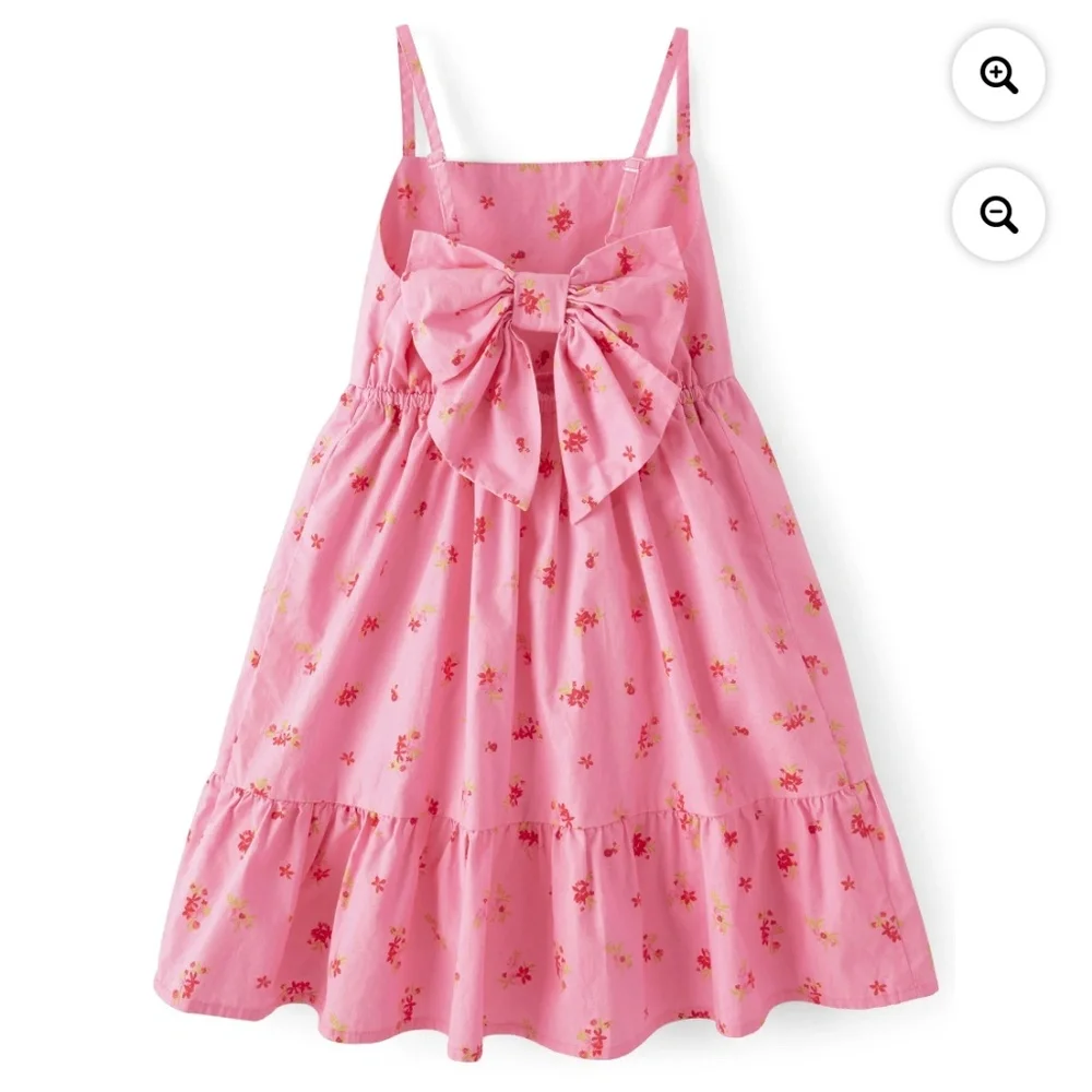 The Children’s Place Girls Pink Strappy Bow Back Tiered Dress Size Large (10-12)